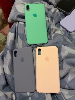 Apple Silicone iPhone XS Max Case - Mint, purple , Peach